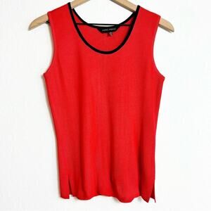 Ming Wang Red Black Sleeveless Blouse Top Size XS Brand New